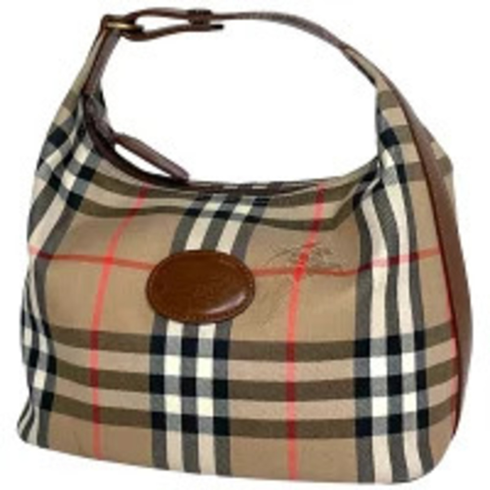 Burberry Check Handbag Canvas Brown